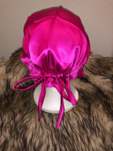 Load image into Gallery viewer, 100% Silk Baby Bonnet - Fuchsia/Silver