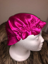 Load image into Gallery viewer, 100% Silk Baby Bonnet - Fuchsia/Silver