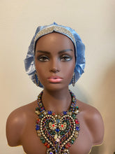 Load image into Gallery viewer, 100% Silk BLING JUMBO- Hair Bonnet (Icy Blue)