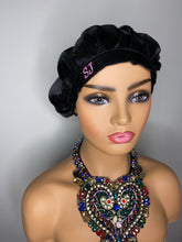 Load image into Gallery viewer, 100% Silk Hair Bonnet - BLACK (Signature SJ)