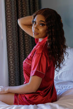 Load image into Gallery viewer, Wine Pajama Shorts Set