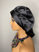 Load image into Gallery viewer, 100% Silk JUMBO Hair Bonnet - Black