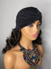 Load image into Gallery viewer, Black Turban w/100% SILK Lining