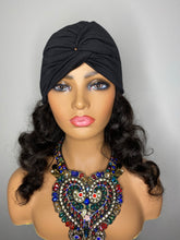 Load image into Gallery viewer, Black Turban w/100% SILK Lining