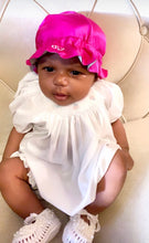Load image into Gallery viewer, 100% Silk Baby Bonnet - Fuchsia/Silver