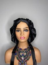 Load image into Gallery viewer, 100% Silk JUMBO Hair Bonnet - Black