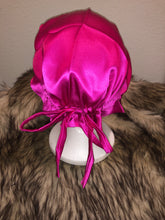 Load image into Gallery viewer, 100% Silk Baby Bonnet - Fuchsia/Silver
