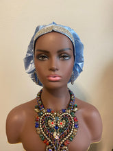 Load image into Gallery viewer, 100% Silk BLING JUMBO- Hair Bonnet (Icy Blue)
