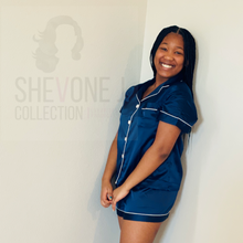 Load image into Gallery viewer, Navy Blue Pajama Short Set
