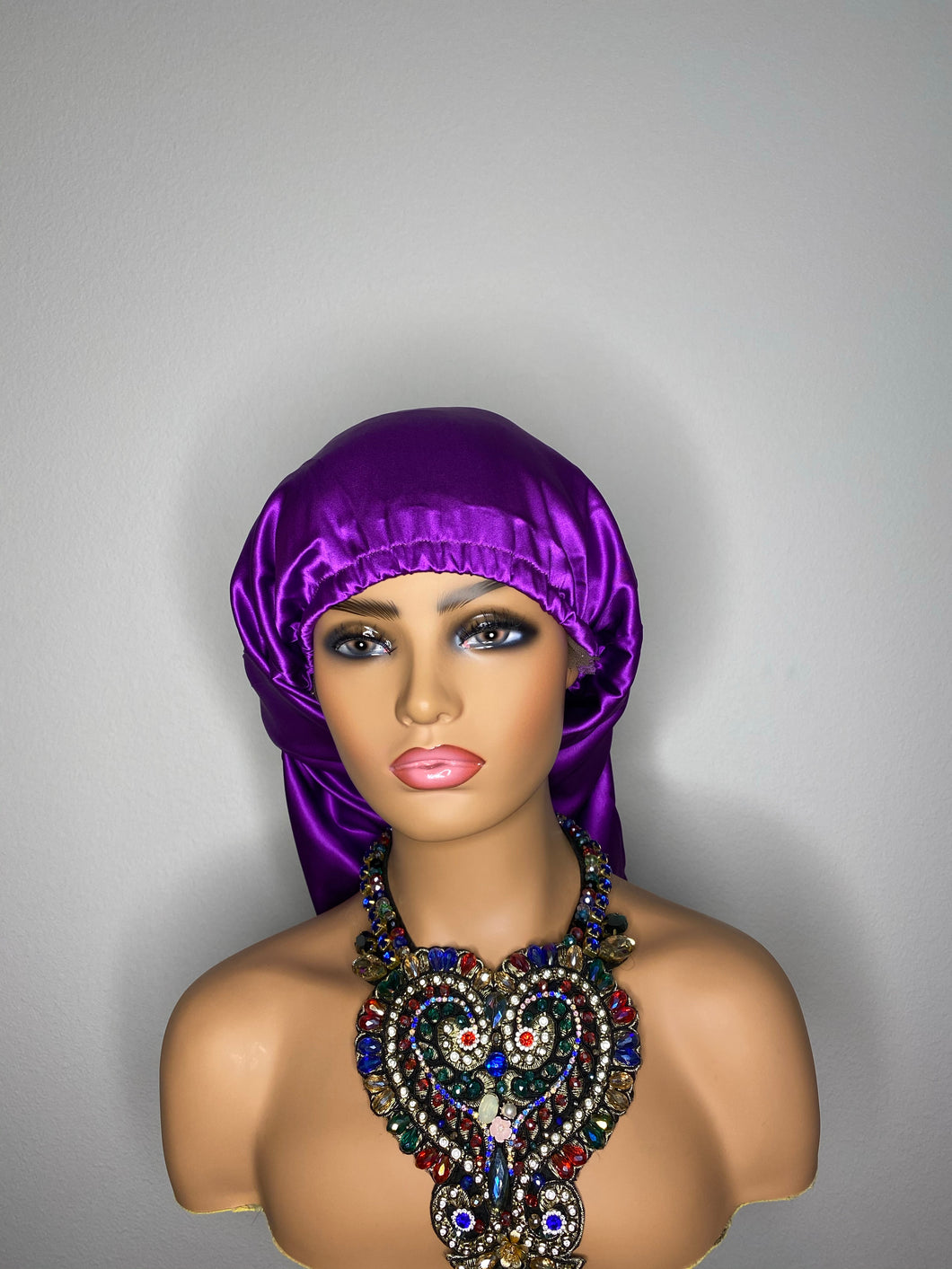 100% Silk Wig/Braid Bonnet - Purple