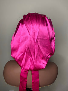 100% Silk BLING JUMBO- Hair Bonnet (Fuchsia)