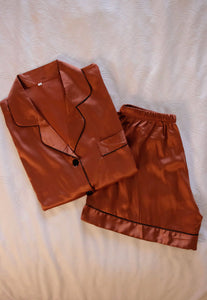 Metallic Copper Pajama Short Set